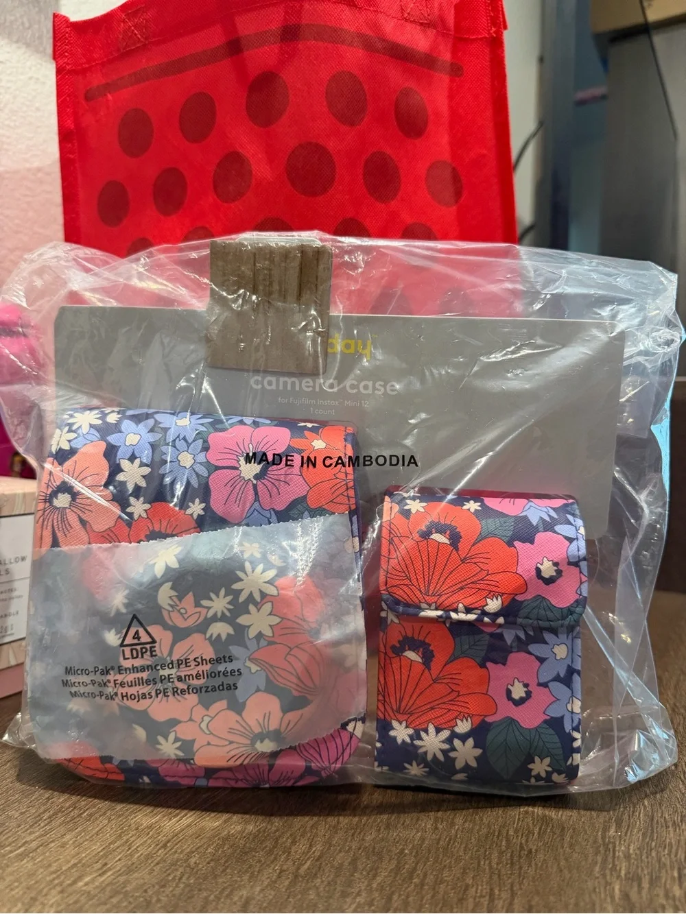 heyday Navy Floral Crossbody Bag with Red and Pink Blooms